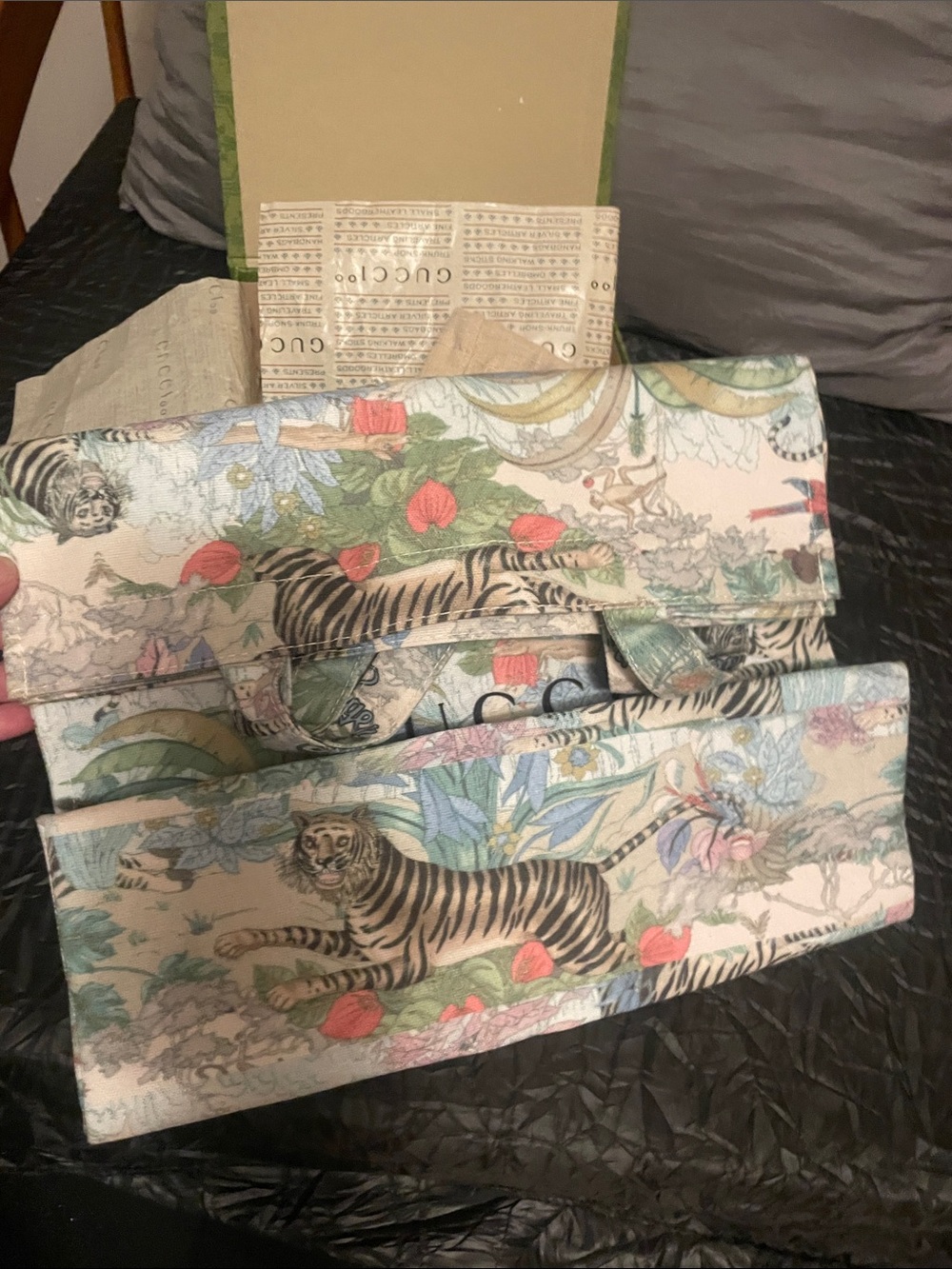 Gucci Floral Tiger Canvas Tote — Cream, Green, Blue - Picture 15 of 17